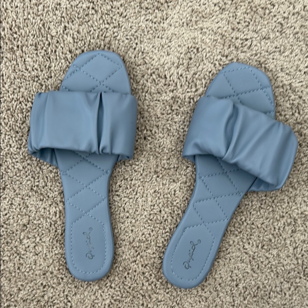 QupidBlue Quilted Slide Sandals